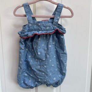 Way to Celebrate Patriotic 6-9M Girls Blue Star Tank Top Romper with Ruffles